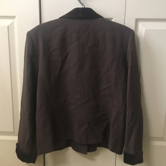 Vintage Kasper for ASL Wool Blazer Jacket Faux Suede Trim VTG Brown Buttons 14 - Picture 15 of 15